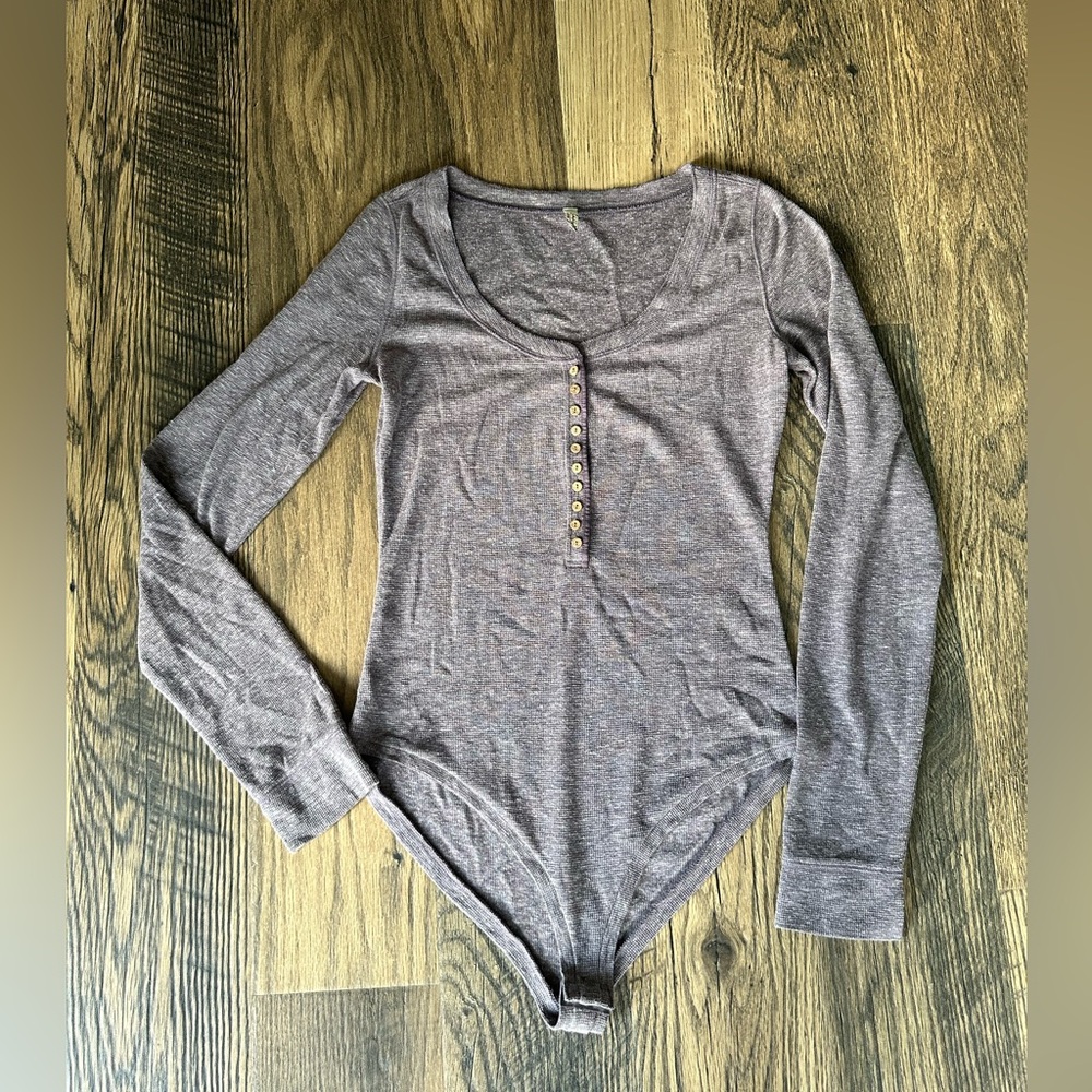 Free People Intimately Long Sleeve Henley Bodysuit